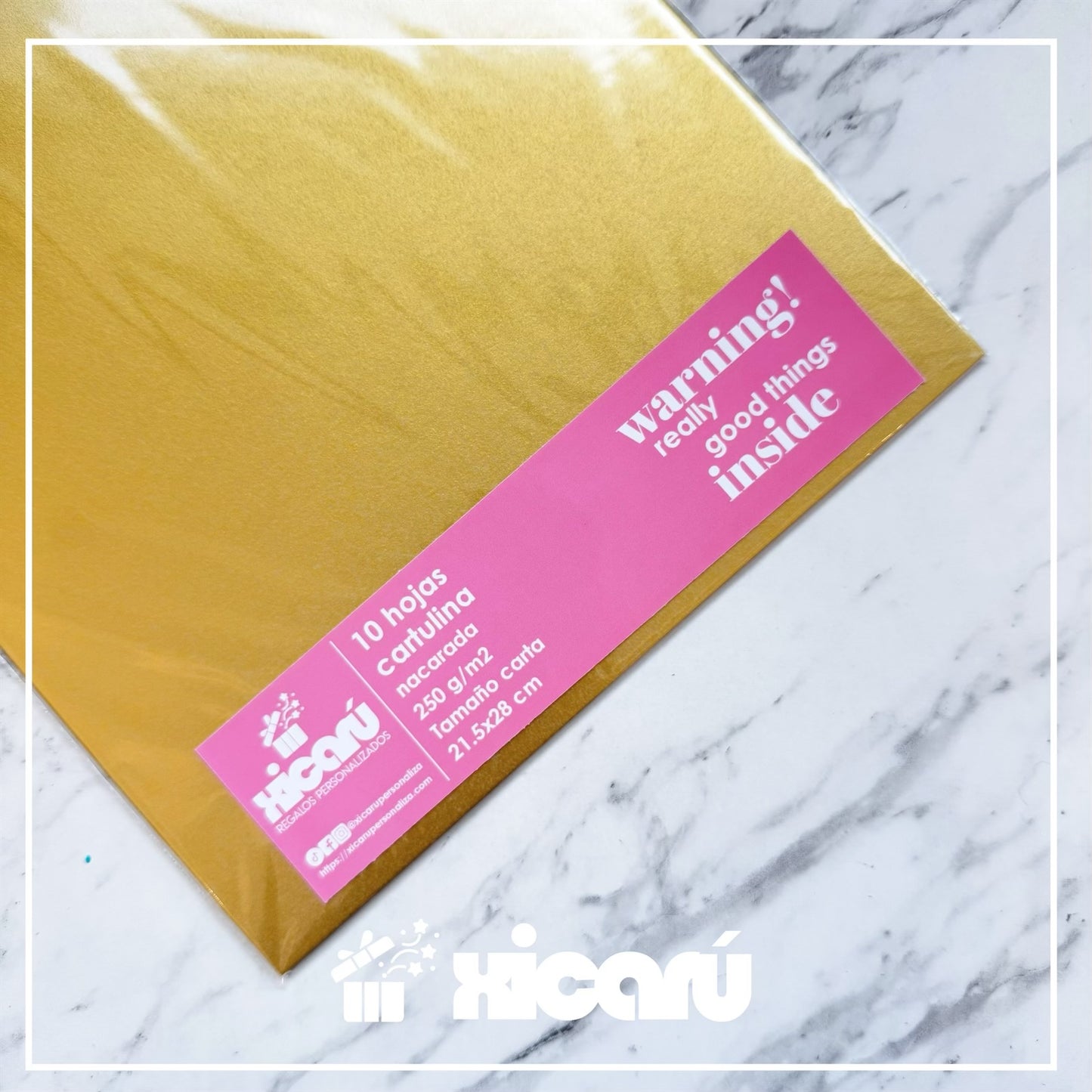 10 Hojas - Cartulina nacarada 250gr Carta* REAL GOLD