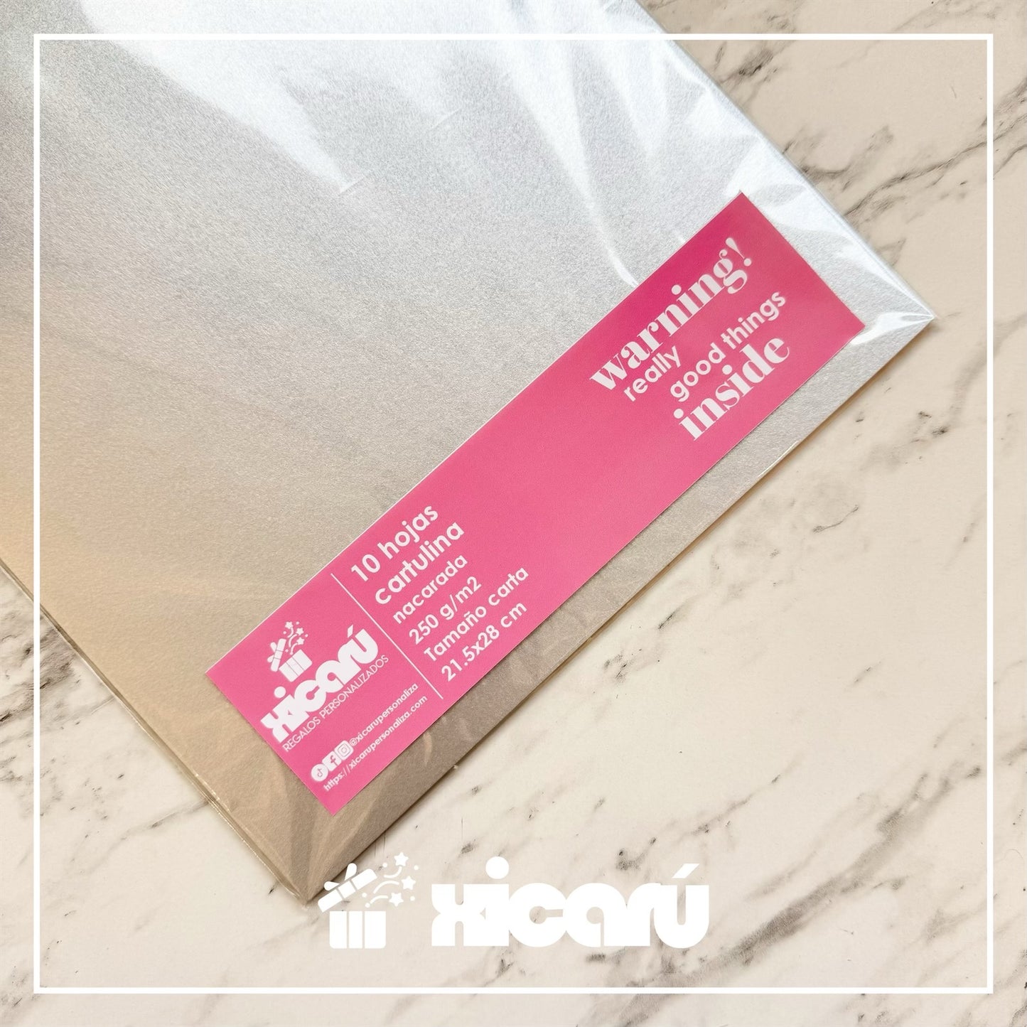 10 Hojas - Cartulina nacarada 250gr Carta* REAL SILVER