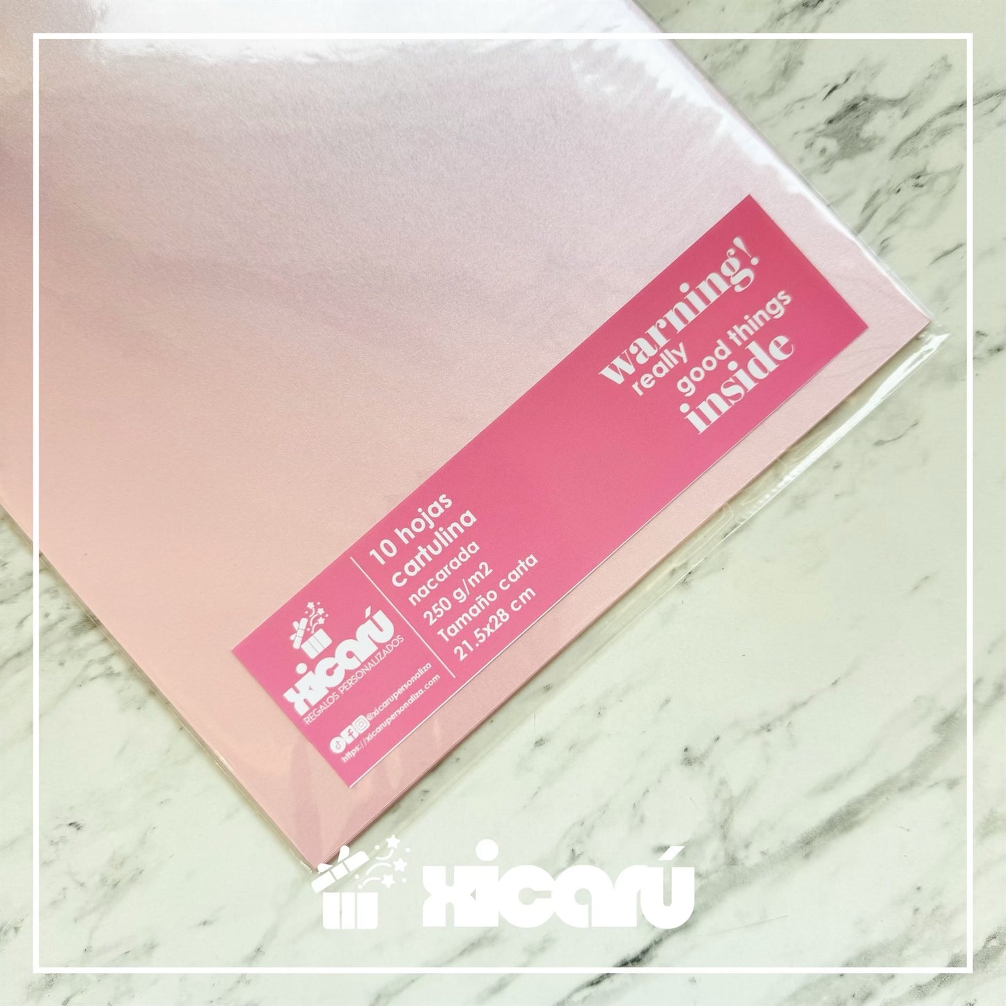 10 Hojas - Cartulina nacarada 250gr Carta* ROSA PETAL