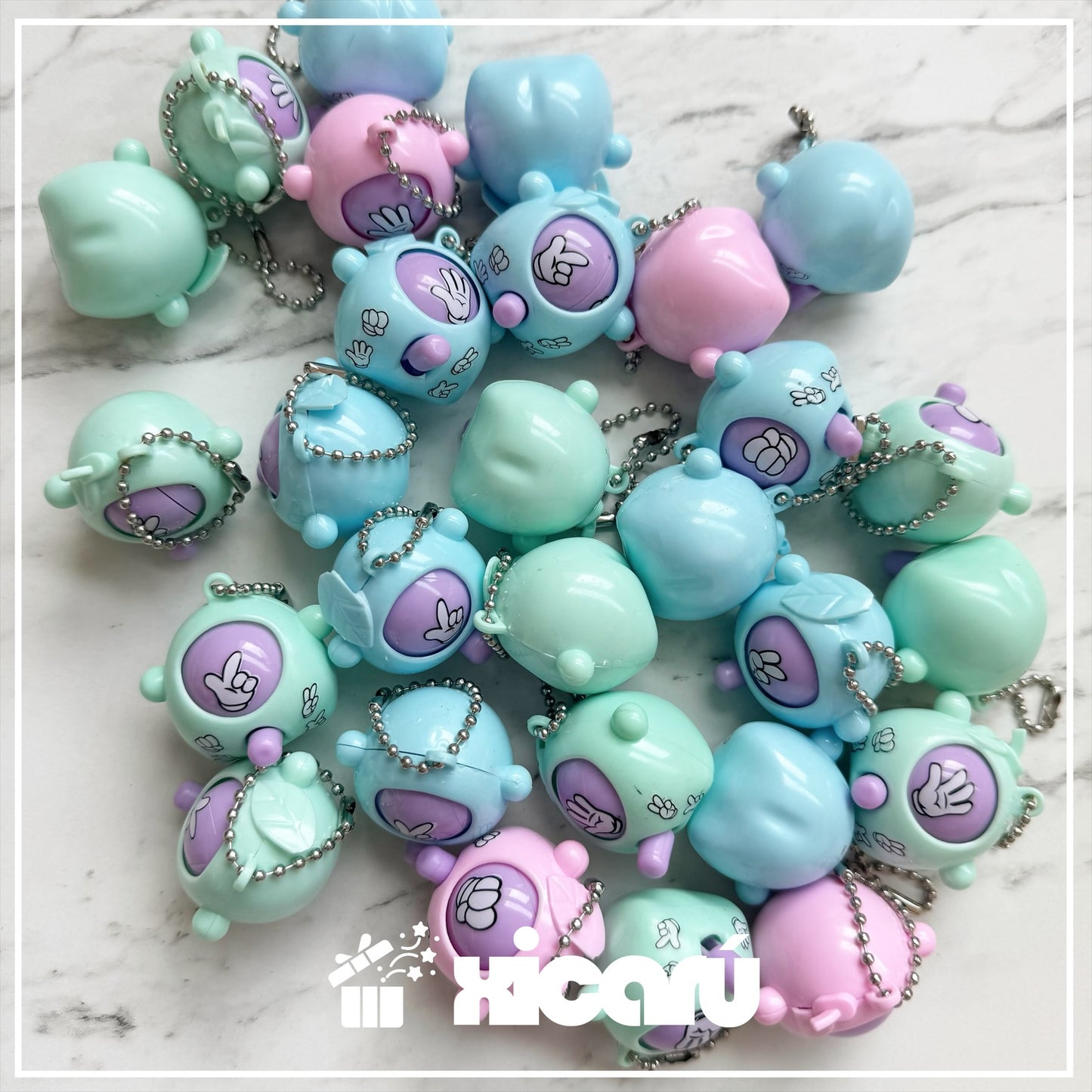 Llavero Rock-paper-scissors pastel. 6 piezas