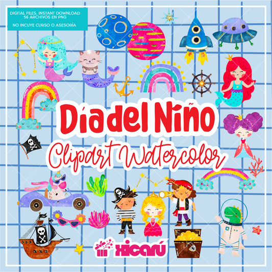 Clipart Watercolor: Día del Niño