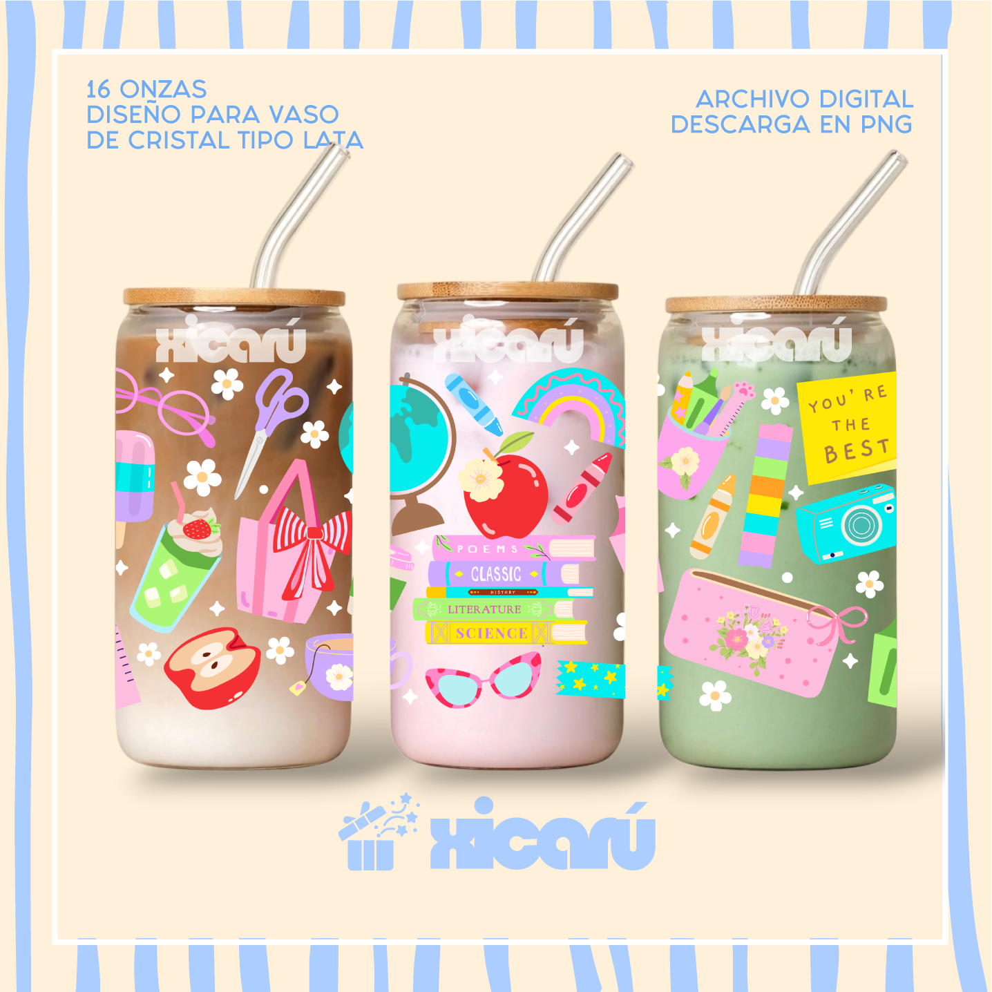 PNG Diseños para Vaso Tipo Lata 16oz - DTF UV