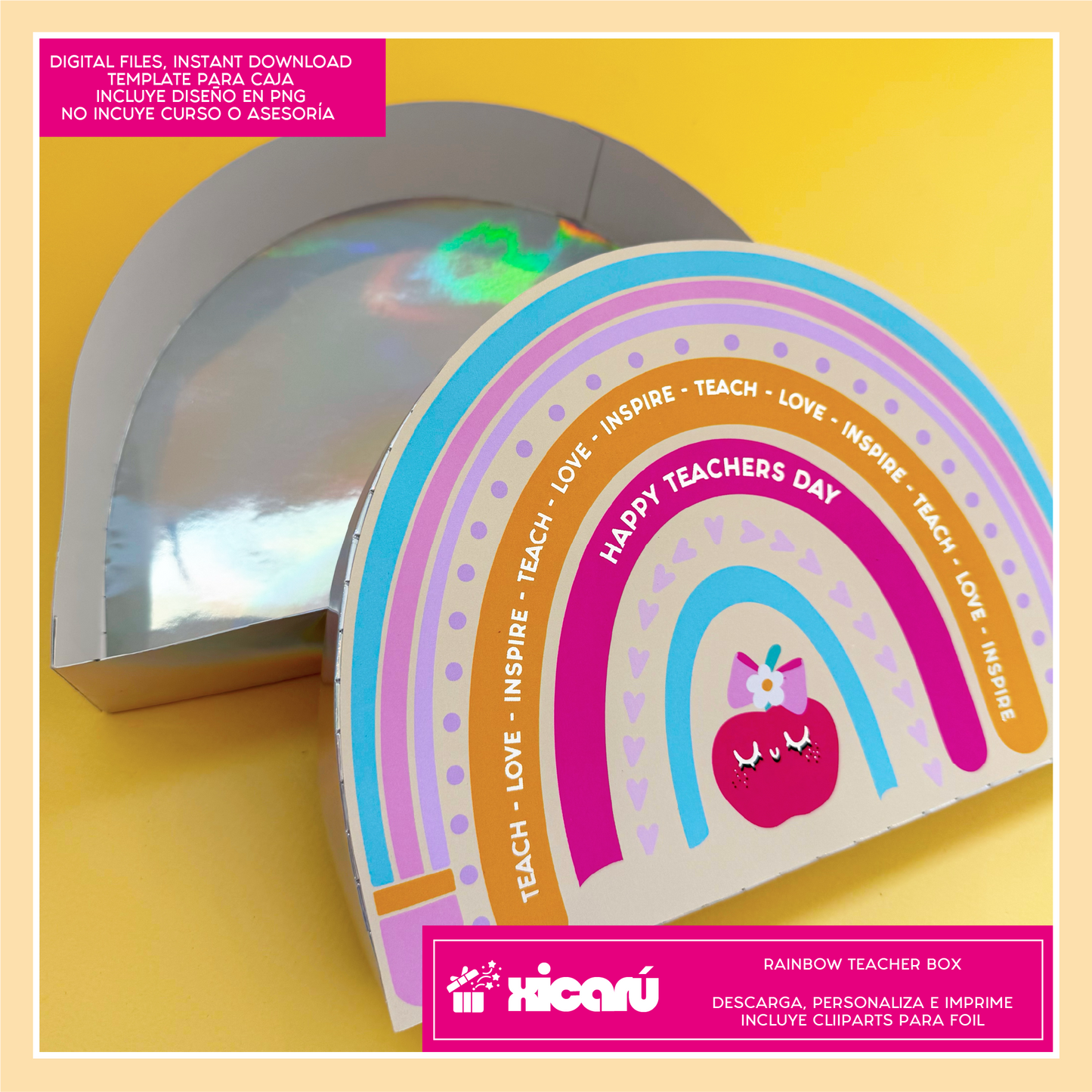 Caja 3D Rainbow Teacher