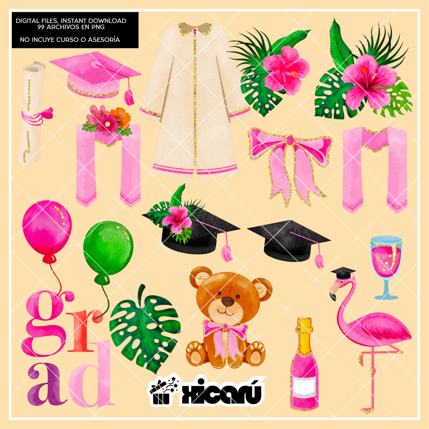 Clipart Watercolor: Graduados
