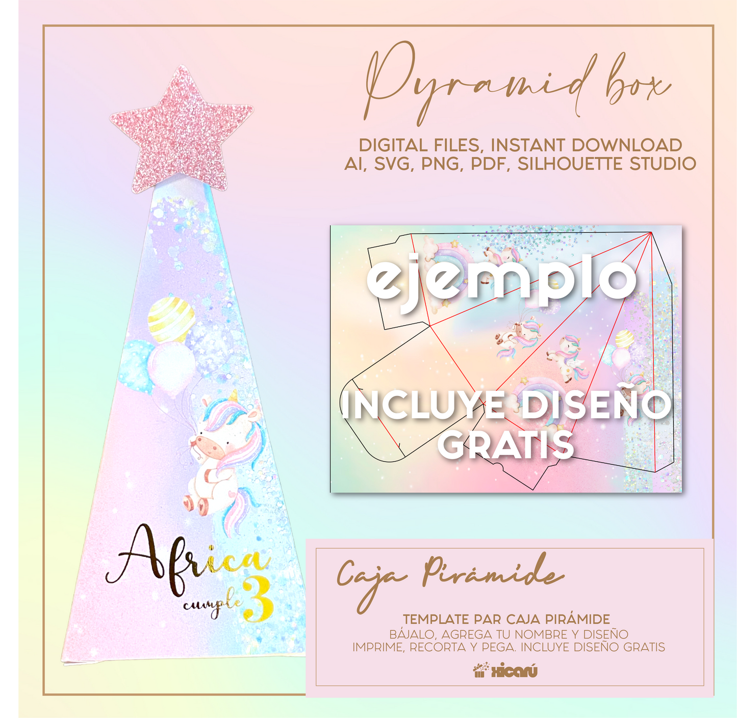 Caja pirámide, Pyramid box template