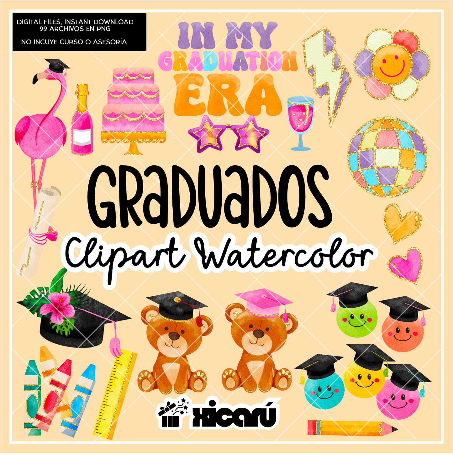 Clipart Watercolor: Graduados