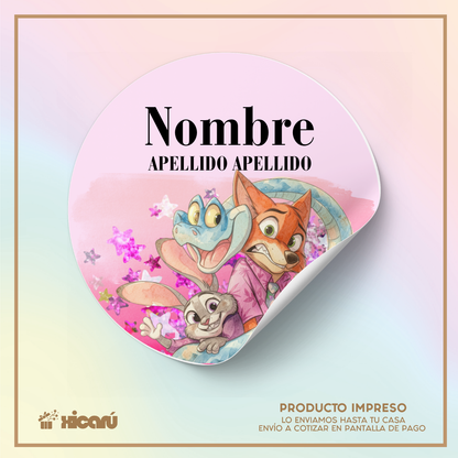 Sticker Personalizado: Zootopia Pink C