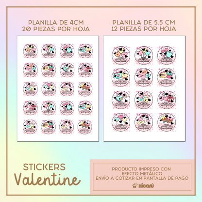 Kit de Stickers de Valentines Personalizados