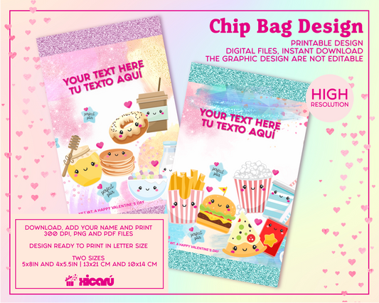 Perfect Pair, Valentines Chip bag, digital ChipBag, Bolsa para imprimir, Valentines craft