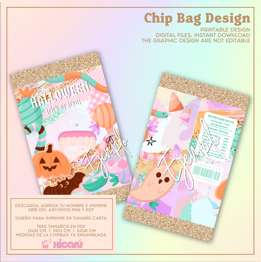 Halloween Chip bag: Multicolor candies, digital designg