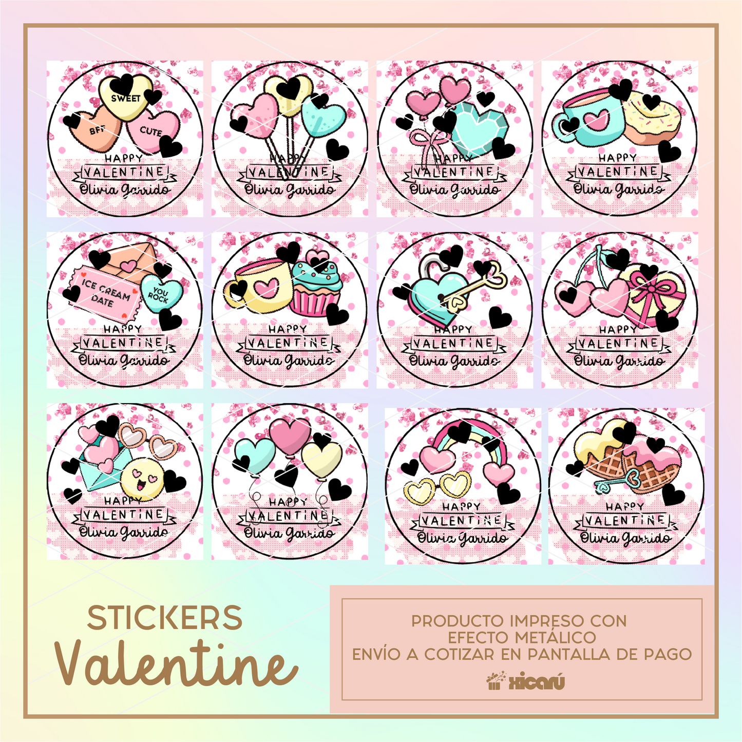 Kit de Stickers de Valentines Personalizados