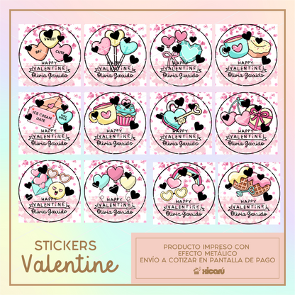 Kit de Stickers de Valentines Personalizados