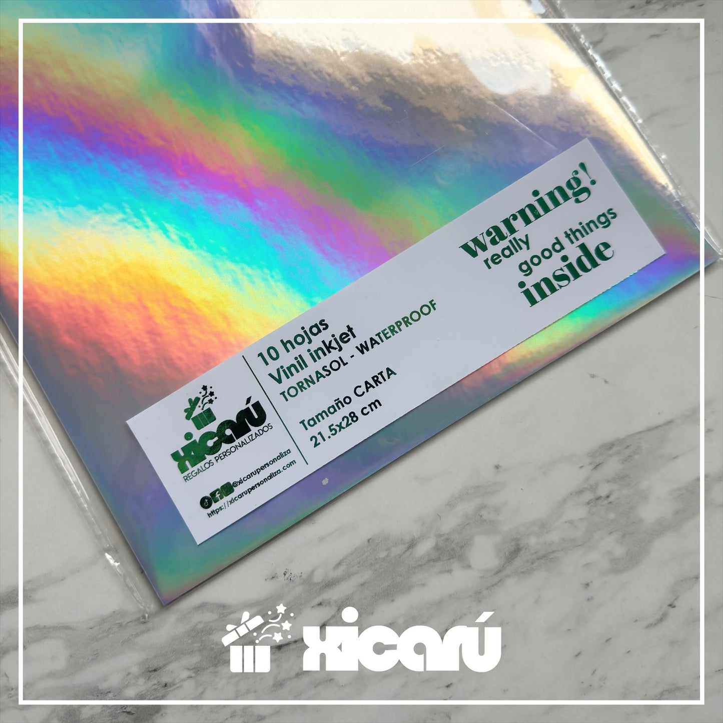 10 Hojas - Vinil inkjet tornasol waterproof - Carta