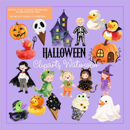 Clipart Watercolor: Halloween 2025 (Acuarela)
