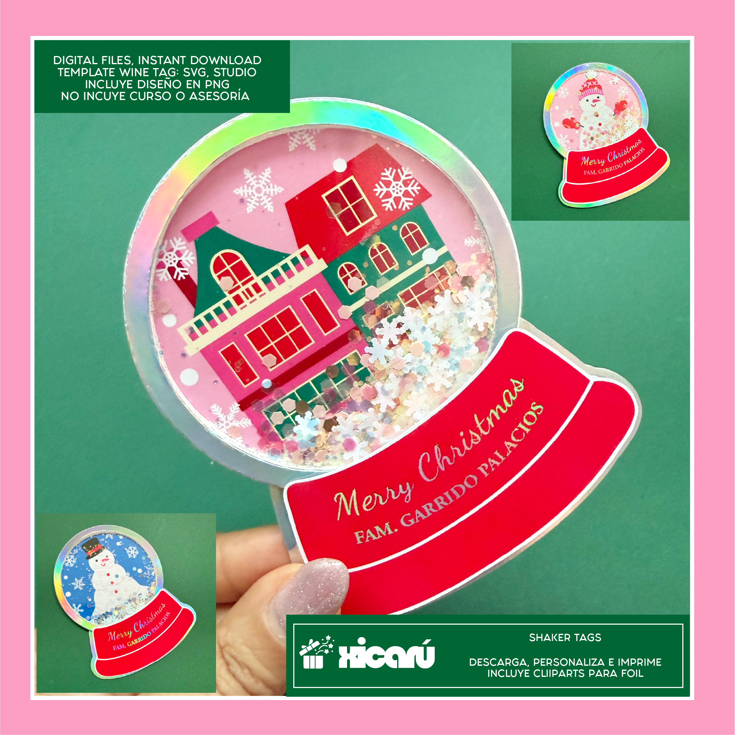 Template: SnowBall Shaker Tag – xicarupersonaliza