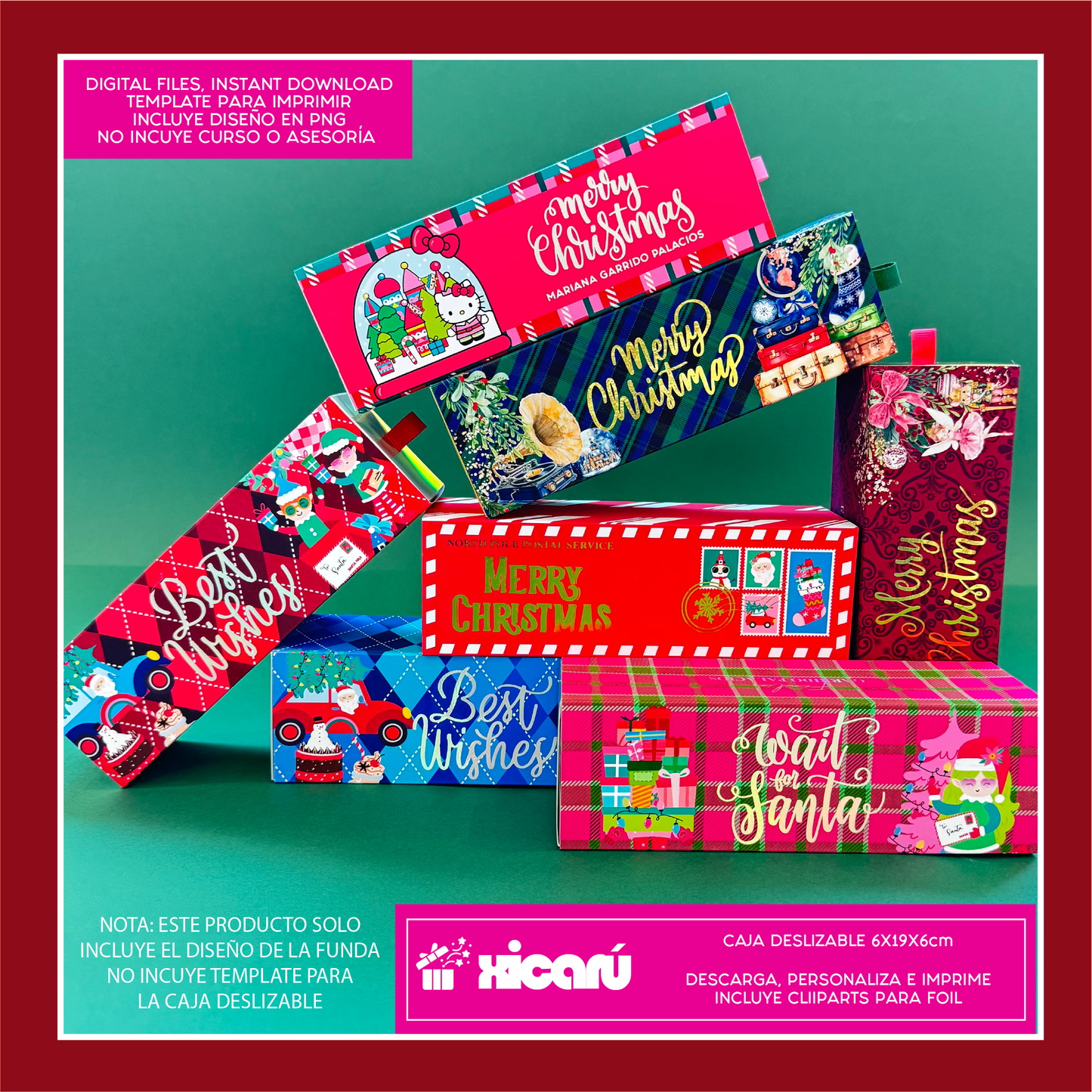 7 Fundas Caja Deslizable: digital Xmas25