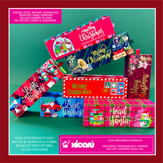 7 Fundas Caja Deslizable: digital Xmas25
