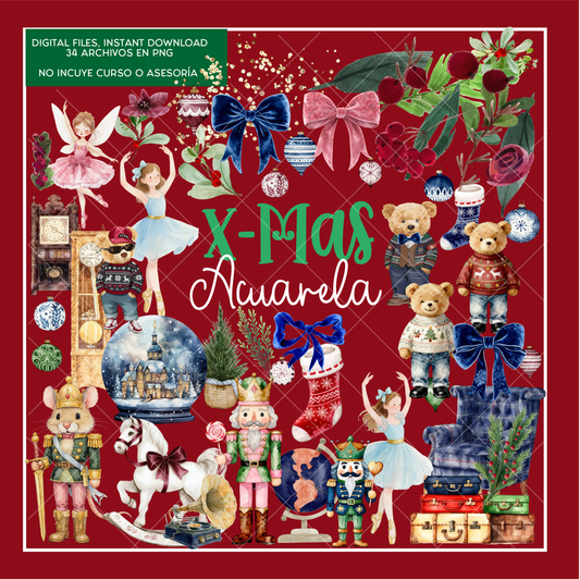 Clipart Watercolor: Xmas 2025 (Acuarela)