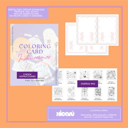 Template: Coloring Cards Halloween