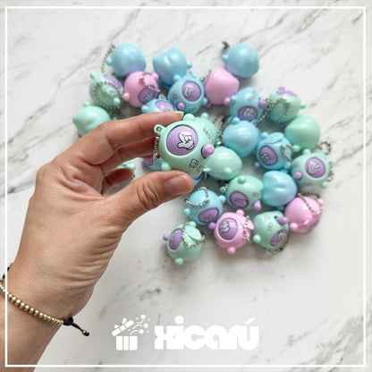 Llavero Rock-paper-scissors pastel. 6 piezas