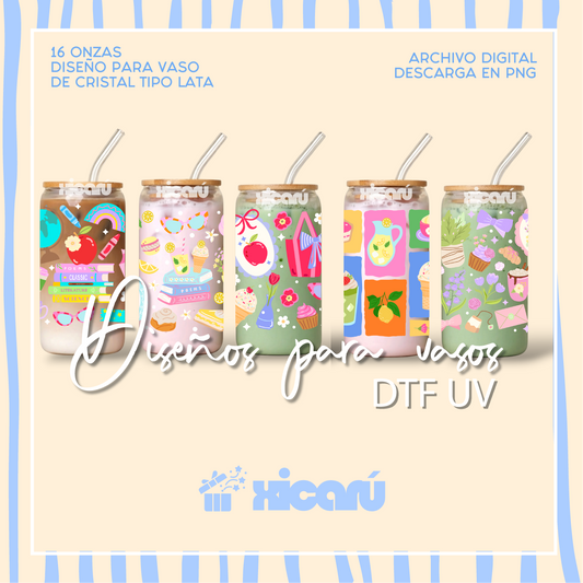 PNG Diseños para Vaso Tipo Lata 16oz - DTF UV