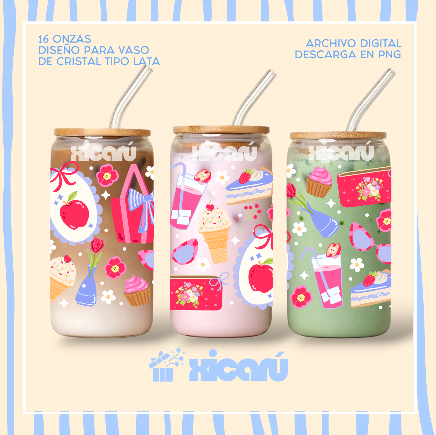 PNG Diseños para Vaso Tipo Lata 16oz - DTF UV