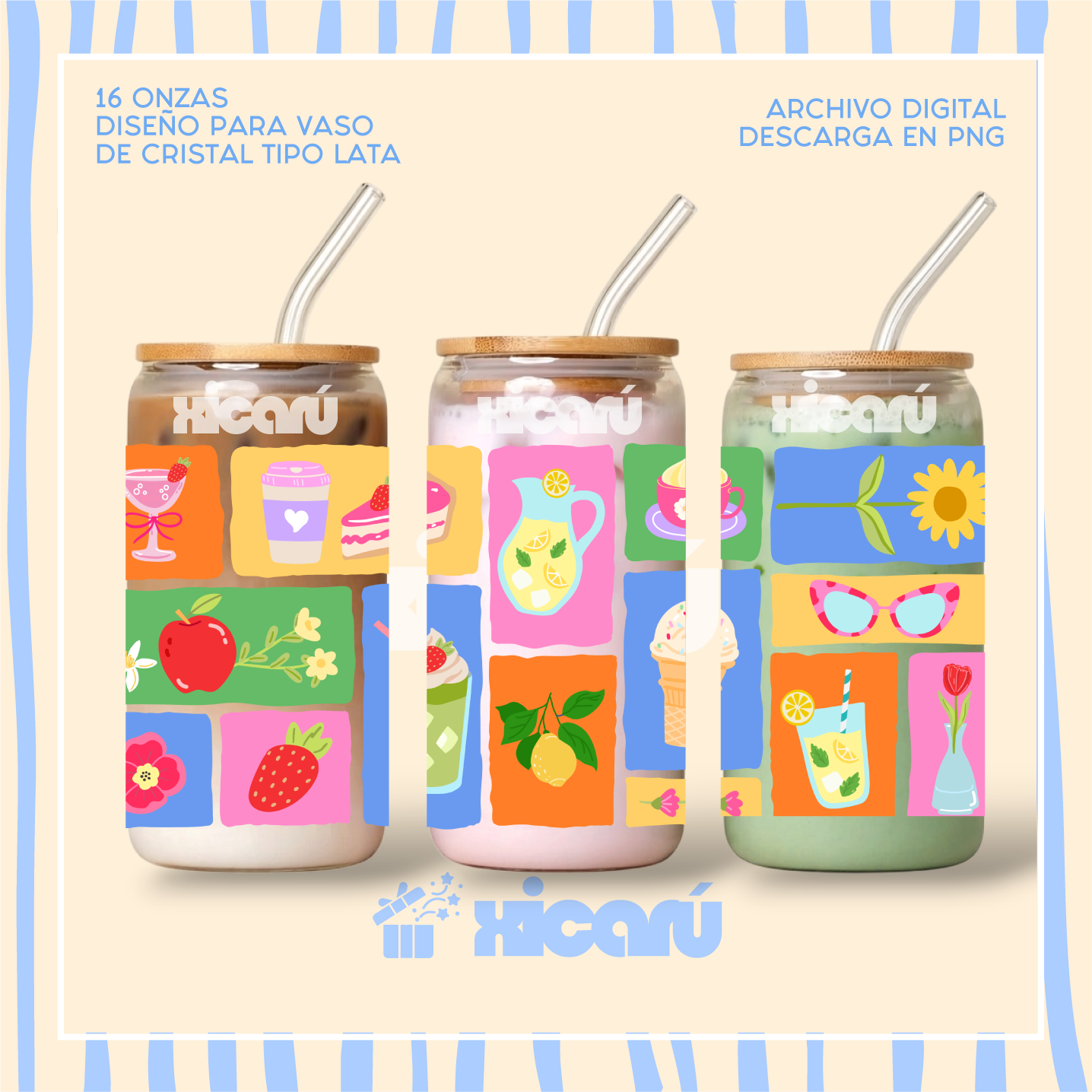 PNG Diseños para Vaso Tipo Lata 16oz - DTF UV