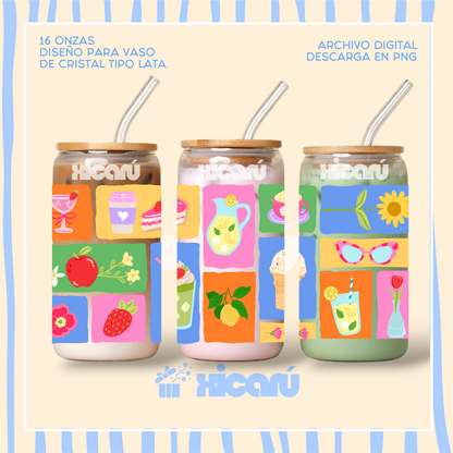 PNG Diseños para Vaso Tipo Lata 16oz - DTF UV