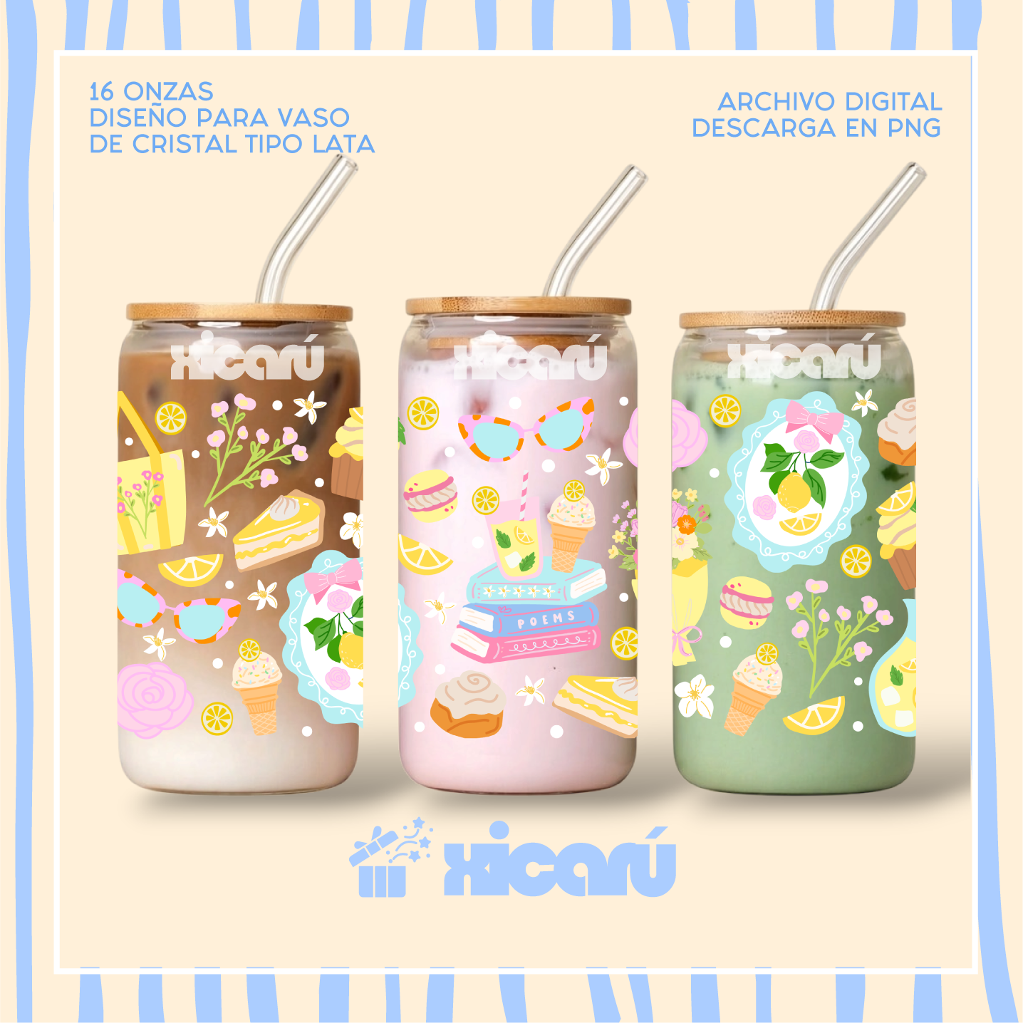 PNG Diseños para Vaso Tipo Lata 16oz - DTF UV