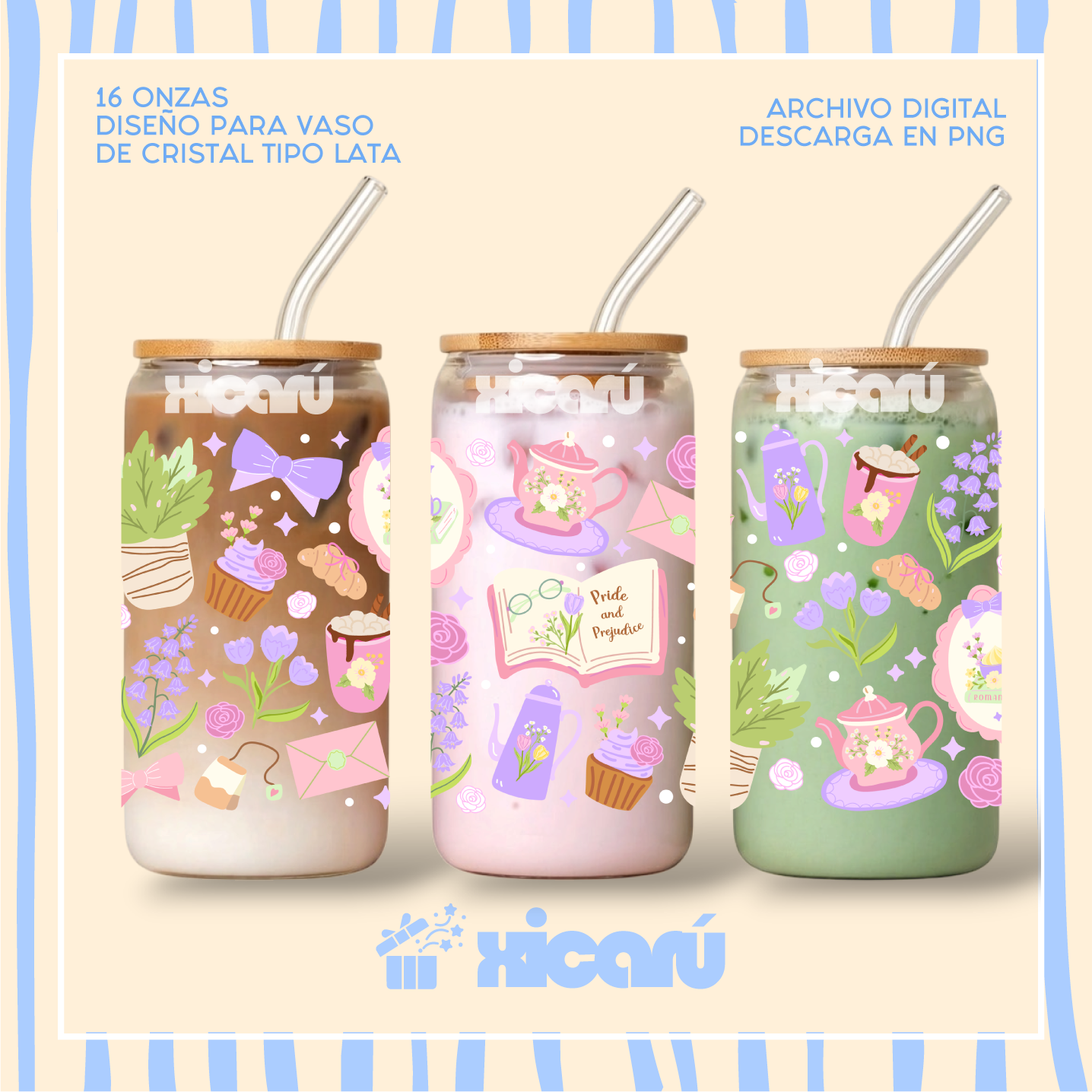 PNG Diseños para Vaso Tipo Lata 16oz - DTF UV
