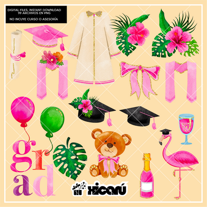 Clipart Watercolor: Graduados