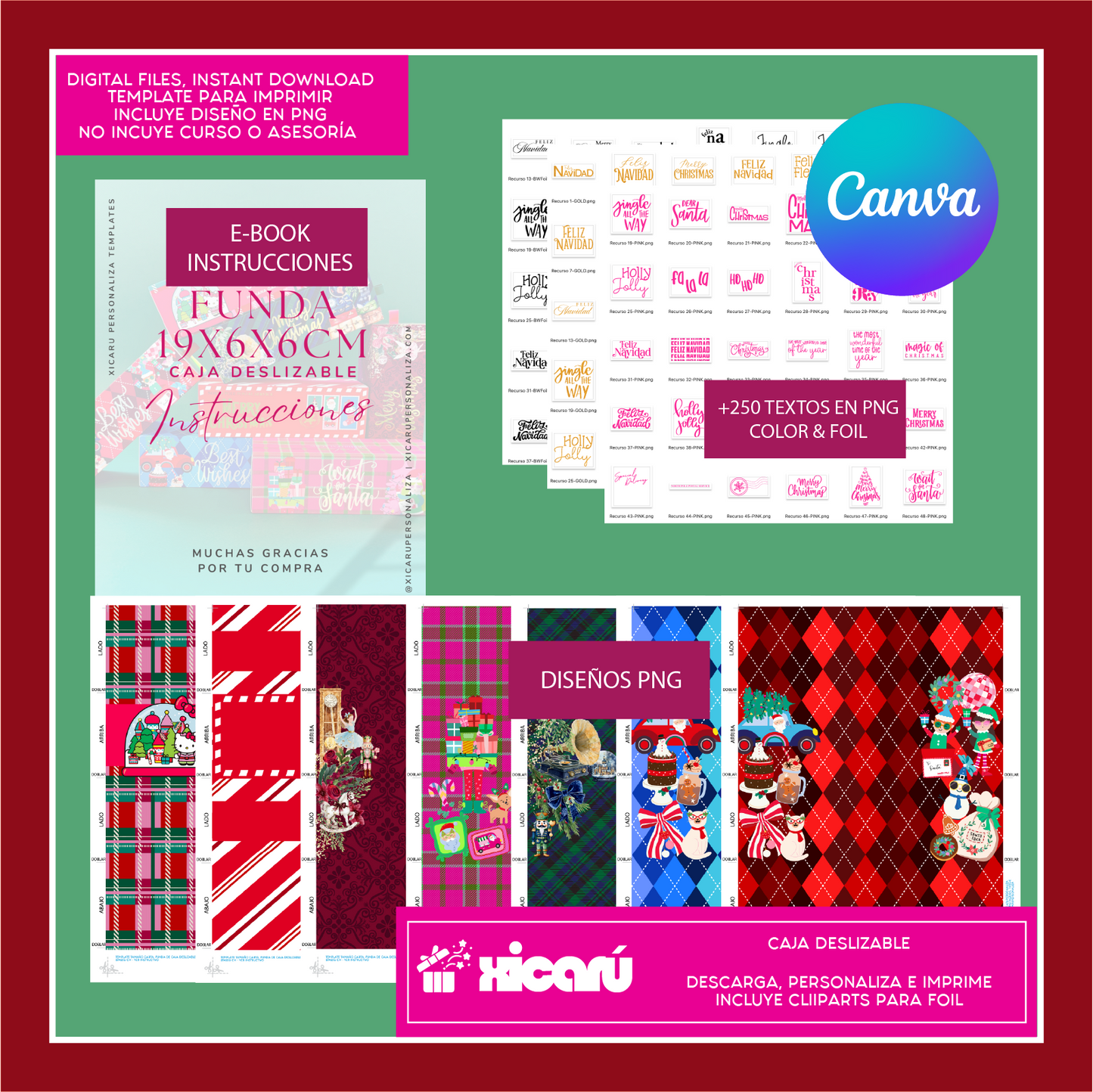 7 Fundas Caja Deslizable: digital Xmas25