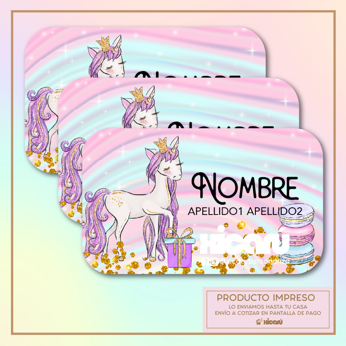 Sticker Personalizado: Unicornio & Macaroons